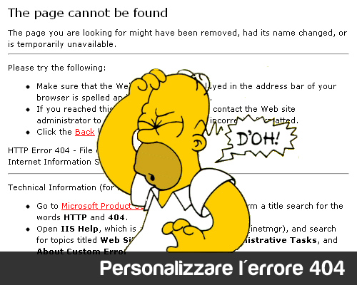 Personalizzare la pagina di errore 404