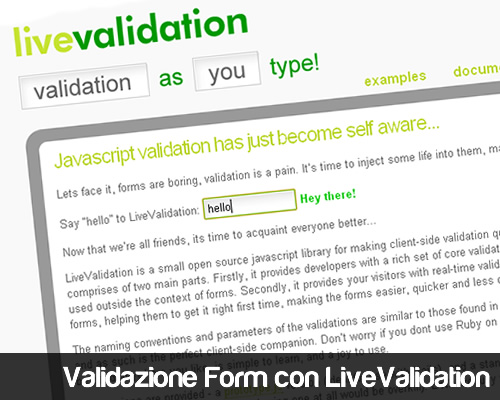 Validazione Form con LiveValidation