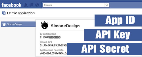 Applicazioni Facebook App ID API Key API Secret