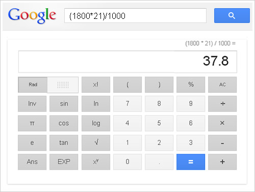 operazioni matematiche google